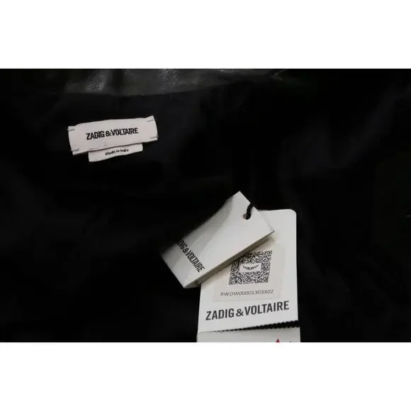 Zadig & Voltaire Liam Green Leather Button Down Collared Jacket Size XS
